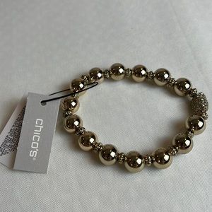 Chico's | Women's Gold Tone Bead Ball Stretch Bracelet